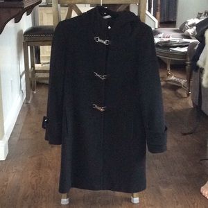 Black Buckle Coat With Hood